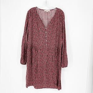 Loft Long Sleeve Floral Shift Dress Size XL